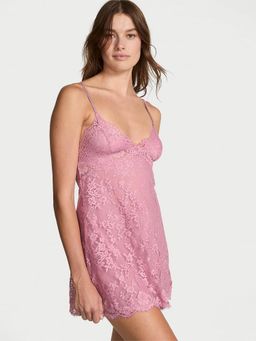 Victoria's Secret - Pink Dream Angels Twinkle Strap Lace Mini Slip Nightdress