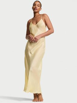 Victoria's Secret - Yellow Luxe Sheer Satin Long Slip Nightdress
