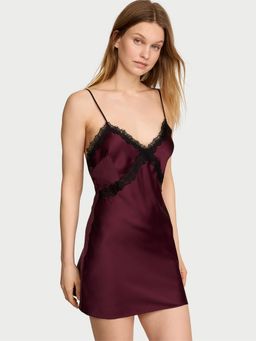 Victoria's Secret - Pink Satin Rose Lace Trim Mini Slip Nightdress
