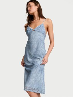 Victoria's Secret - Multi-Color Denim Jacquard Shine Midi Slip Nightdress