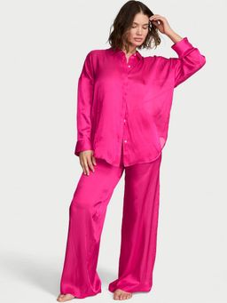 Victoria's Secret - Pink Luxe Sheer Satin Wide Leg Pyjamas