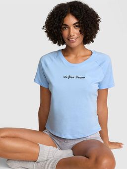 Victoria's Secret - Blue Cotton Raglan Sleep Top