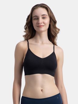Jockey - 1547 Wirefree Lightly Padded Micro Touch Nylon Slip On Lounge Bra Black