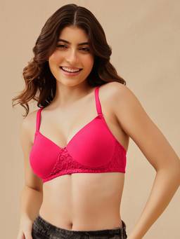 Clovia - Padded Non Wired Full Coverage Multiway T-Shirt Bra In Pink