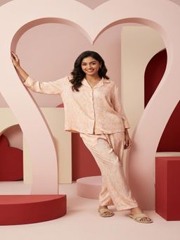 Mieora - Peach Cotton Shirt with Pyjamas