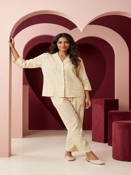 Mieora - Yellow Cotton Shirt with Pyjamas