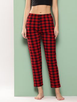 Leading Lady - Red Women's Mid Rise Cotton Gingham Checked Pyjamas