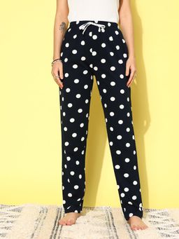 Leading Lady - Navy Blue Women's Printed Mid Rise Cotton Pyjamas