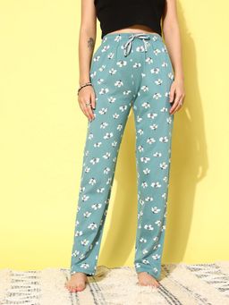 Leading Lady - Teal Women's Printed Mid Rise Straight Pyjamas