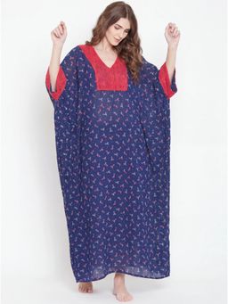 The Kaftan Company - Blue Bird Print Georgette Maxi Kaftan