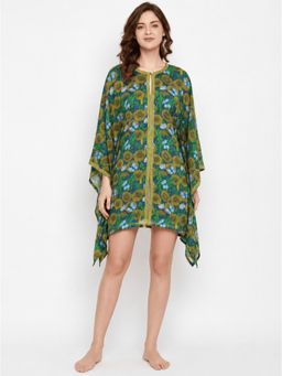 The Kaftan Company - Blue Sunflower Garden Print Short Kaftan