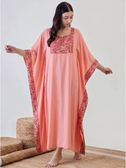 The Kaftan Company - Pink Marble Print Panel Maxi Kaftan