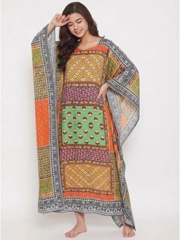 The Kaftan Company - Multi-Color Ethnic Patchwork Print Maxi Kaftan