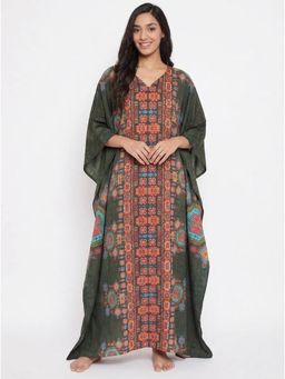 The Kaftan Company - Green Ethnic Tribal Print Maxi Kaftan