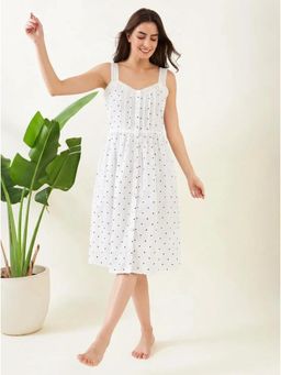 The Kaftan Company - White Heart Print Cotton Nightdress