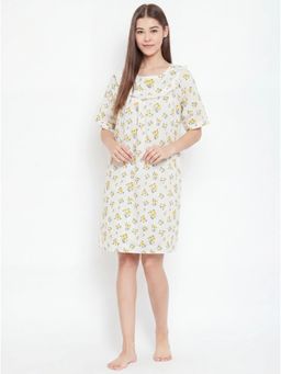The Kaftan Company - Yellow Floral Short Cotton Nightdress