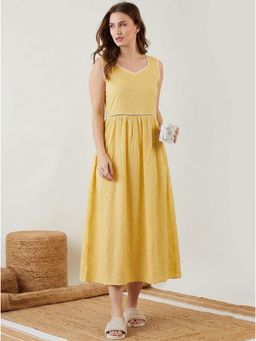 The Kaftan Company - Yellow Heart Print Modal Night Gown