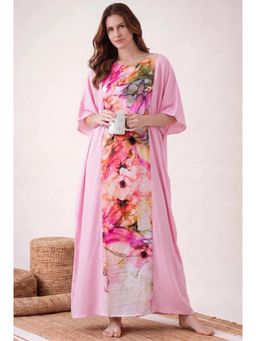 The Kaftan Company - Pink Floral Watercolour Maxi Night Gown