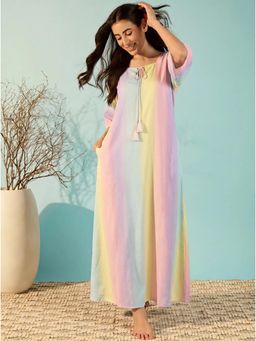 The Kaftan Company - Multi-Color Pastel Ombre Maxi Night Gown