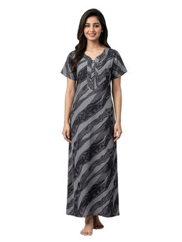 Juliet - Grey Women's Printed Alphine Soft & Comfortable Night Gown