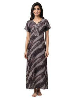 Juliet - Wine Women's Printed Alphine Soft & Comfortable Night Gown