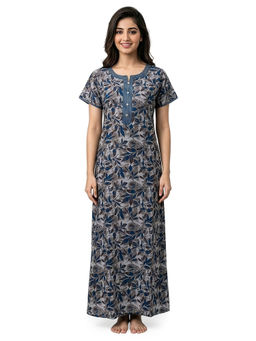 Juliet - Blue Women's Printed Alphine Soft & Comfortable Night Gown
