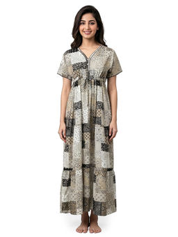 Juliet - Olive Women's Printed Rayon Soft & Comfortable Night Gown