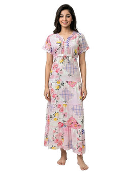 Juliet - Pink Women's Printed Rayon Soft & Comfortable Night Gown