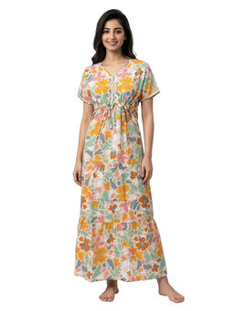 Juliet - Orange Women's Printed Rayon Soft & Comfortable Night Gown