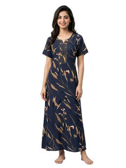 Juliet - Grey Women's Printed Rayon Soft & Comfortable Night Gown