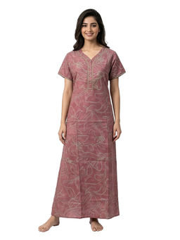 Juliet - Peach Women's Printed Alphine Soft & Comfortable Night Gown