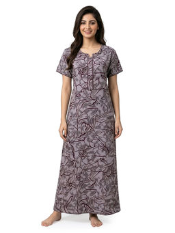 Juliet - Wine Women's Printed Alphine Soft & Comfortable Night Gown