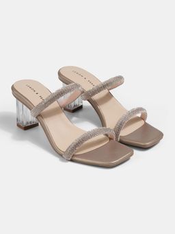 Lemon & Pepper - Rose Gold Block Sandal Heels
