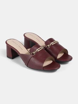 Lemon & Pepper - Maroon Block Sandal Heels