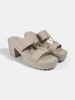 Lemon & Pepper - Grey Block Sandal Heels