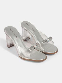 Lemon & Pepper - Silver Block Sandal Heels