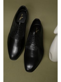 Louis Philippe - Men Black Leather Lace-Ups Oxfords
