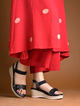 Shoetopia - Classic Black Wedge Sandal Heels
