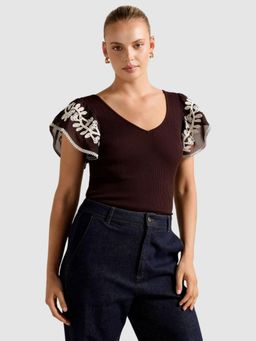 Forever New - Women Brown Textured Top