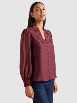 Forever New - Women Purple Embroidered Top