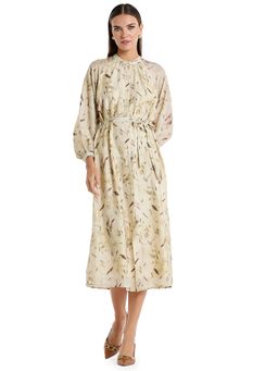 BCBG - Women Cream Printed Dress with Belt