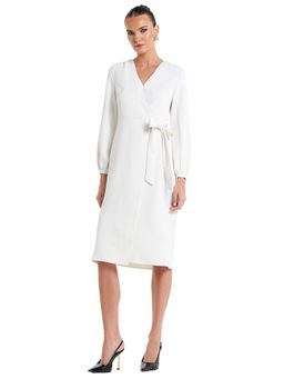 BCBG - Women White Solid Dress with Belt
