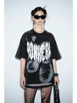 Bonkers Corner - Women Black Graphic Oversized T-Shirt