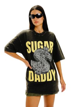 Bonkers Corner - Women Black Graphic Oversized T-Shirt