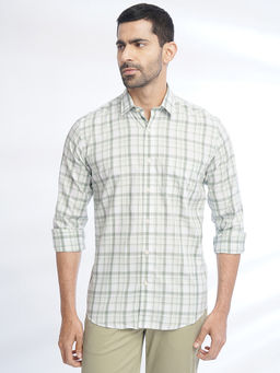 JadeBlue - Mens Light Green Cotton Slim Fit Shirt