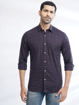 JadeBlue - Mens Navy Blue Slim Fit Cotton Shirt