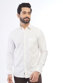 JadeBlue - Mens White Slim Fit Cotton Casual Shirt