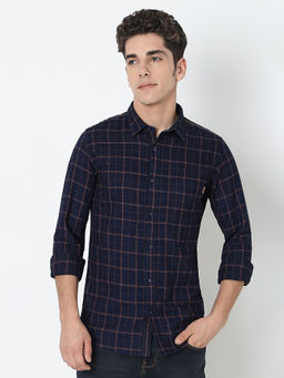 Spykar - Blue Regular Fit Full Sleeves Cotton Shirt For Men