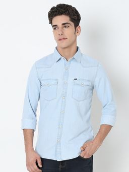 Spykar - Blue Regular Fit Full Sleeves Cotton Shirt For Men
