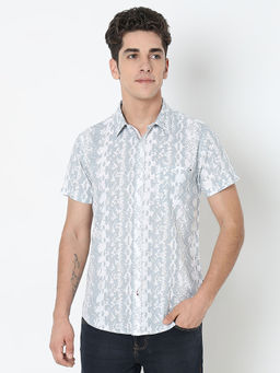 Spykar - Grey Regular Fit Half Sleeves Cotton Printed Shirt For Men
